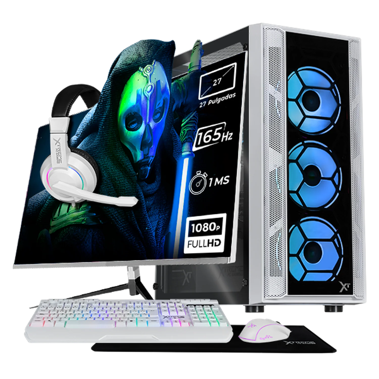 Xtreme PC Gaming Geforce RTX 5060 AMD Ryzen 7 5700 32GB SSD 1TB Monitor 27 165Hz WIFI White