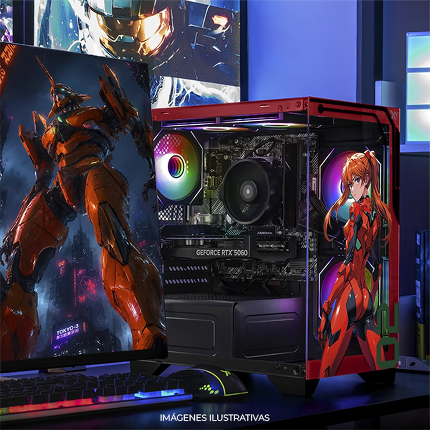 PC Gamer Xtreme PC Gaming NVIDIA GeForce RTX 5060 AMD Ryzen 7 5700 16GB SSD 1TB WIFI Evangelion 02 gaming 1080p, estudios y multitarea - Image 6