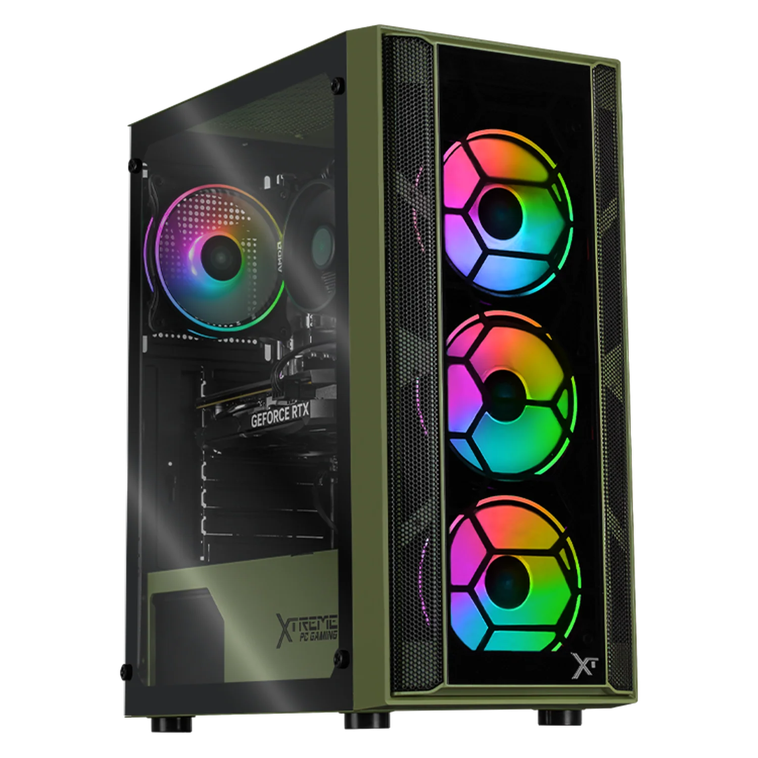 PC Gamer Xtreme PC Gaming NVIDIA GeForce RTX 5060 AMD Ryzen 7 5700 32GB SSD 1TB WIFI W10 Dark Green gaming competitivo y streaming