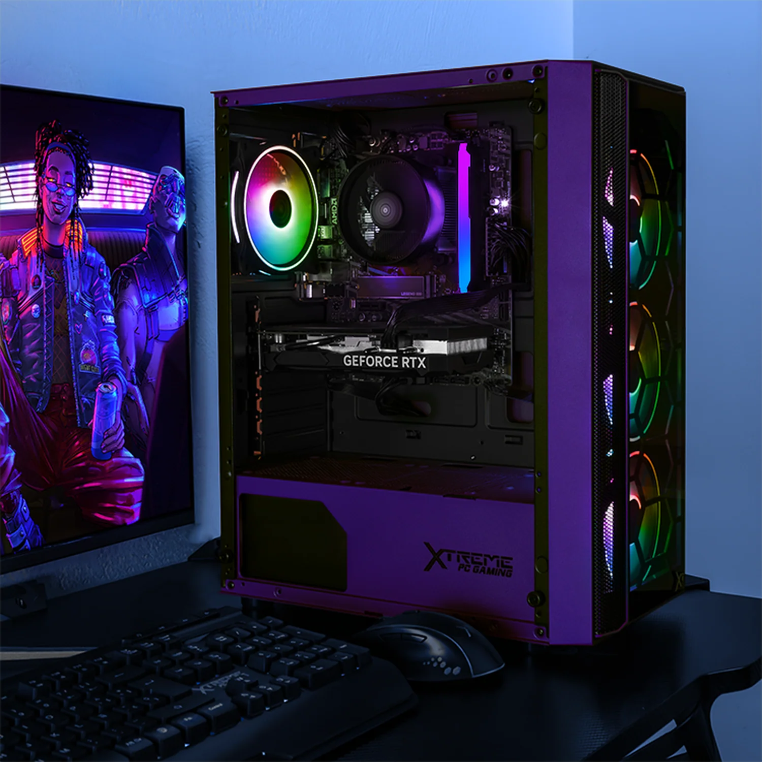 PC Gamer Xtreme PC Gaming NVIDIA GeForce RTX 5060 AMD Ryzen 7 5700 32GB SSD 1TB WIFI W10 Violet gaming competitivo y streaming - Image 6